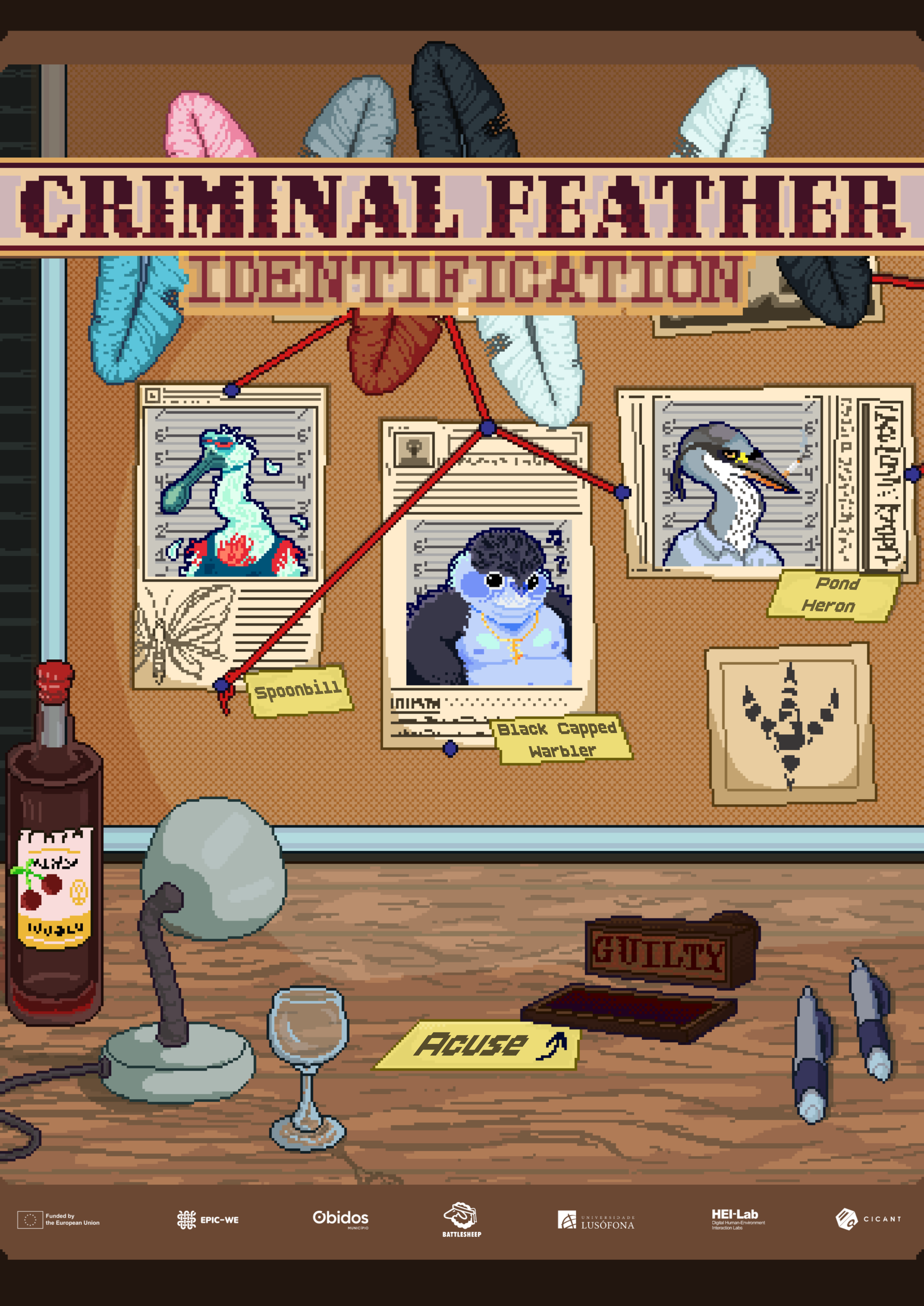 A poster for the game Criminal Feather Identification